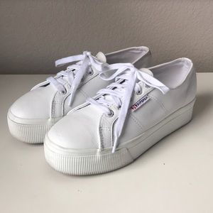 Superga white platform sneakers